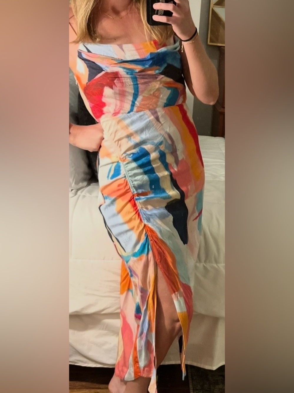 Anthropologie Multicolor Abstract MIDI dress
